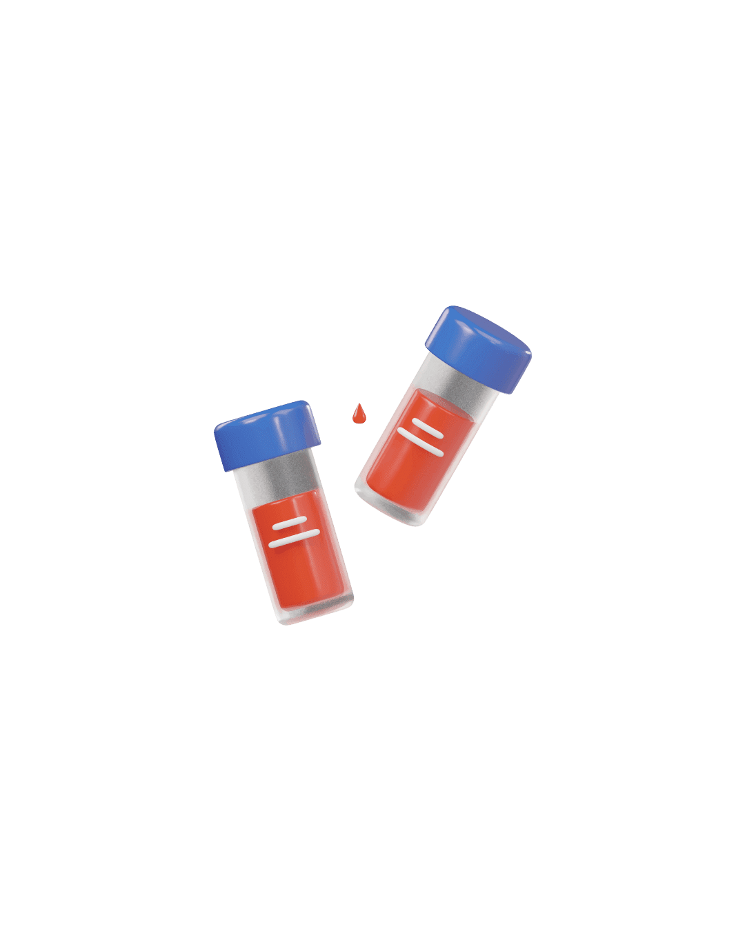 blood collection in transparent bottle with blue lid